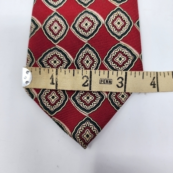 Polo by‎ Ralph Lauren Men's 100% Silk Made In USA Red Pattern Tie - Picture 9 of 12